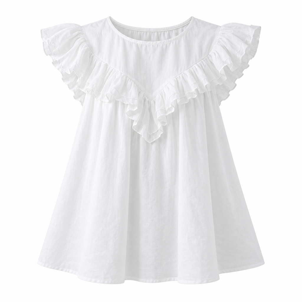 FLORA Women's White Viola Linen Button Front Tunic Top
