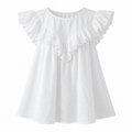 FLORA Women's White Viola Linen Button Front Tunic Top