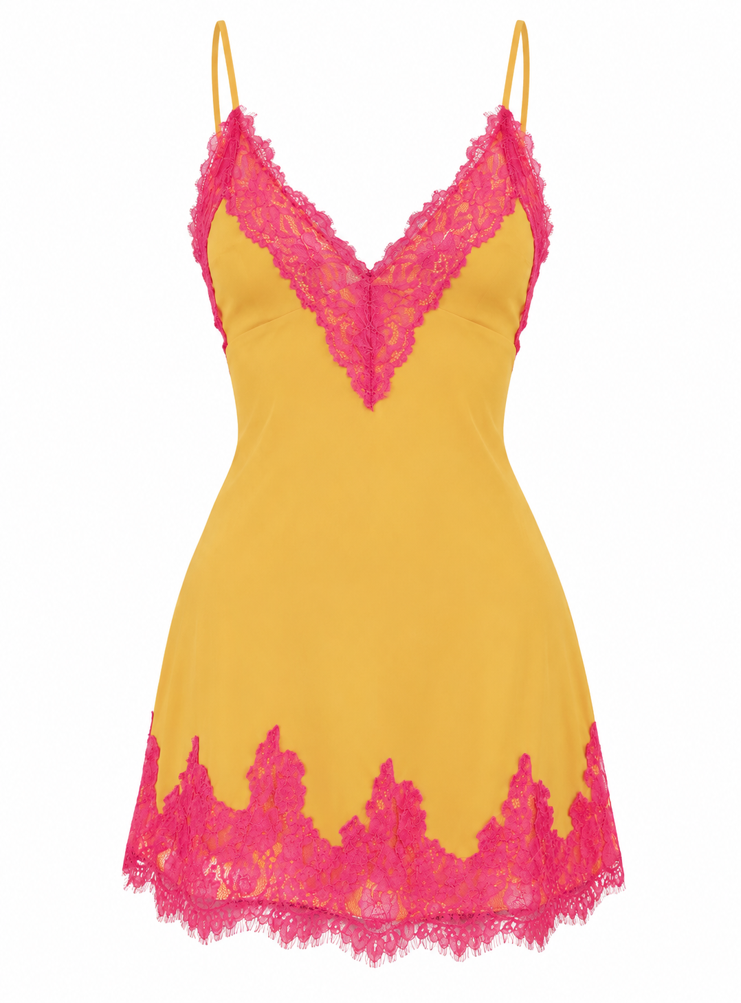 AMÉLIE Women's Gold Fuchsia Call My Lover Lace Slip Mini Dress