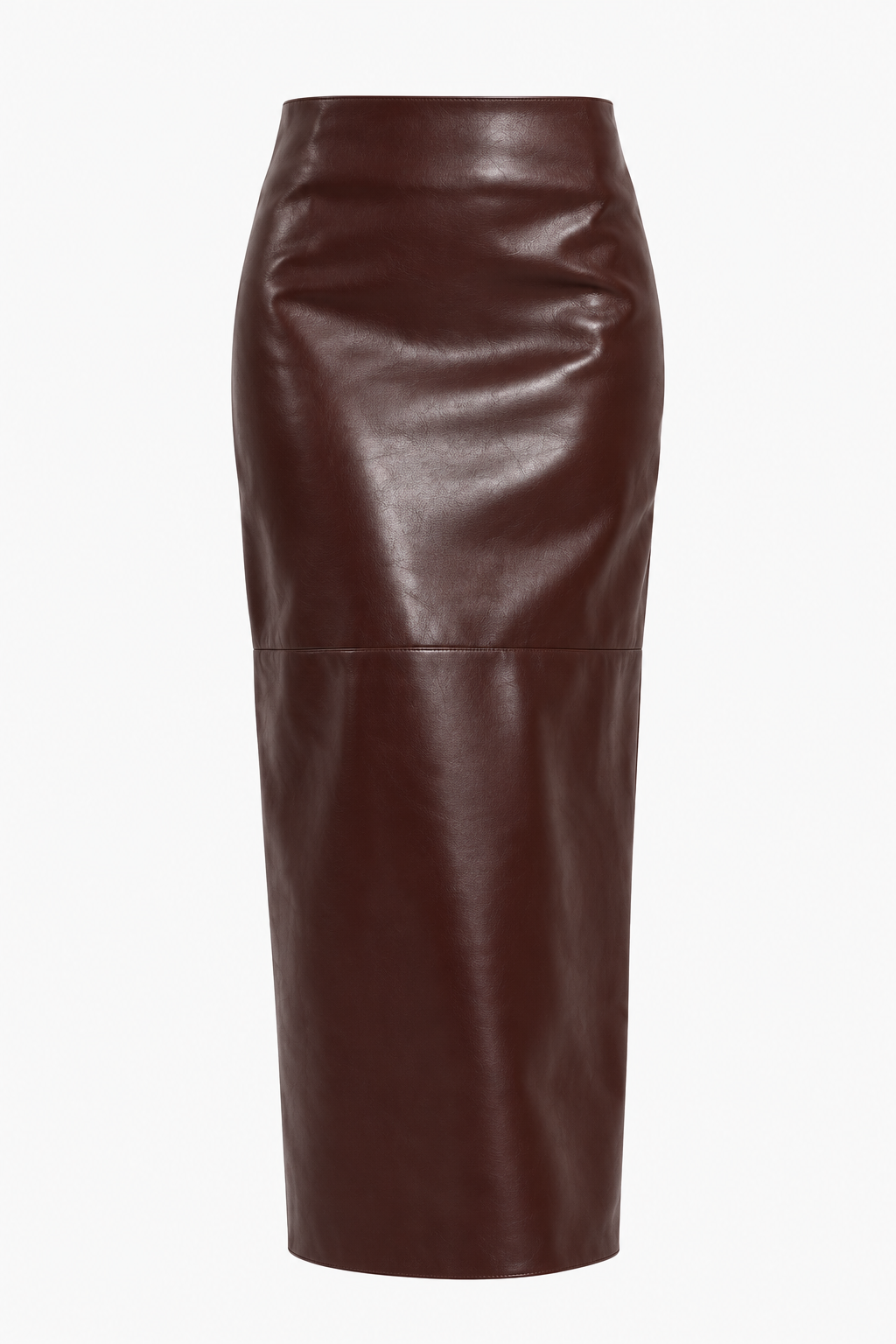 ABIGAIL Women's Burgundy High Rise Faux Leather Column Maxi Skirt