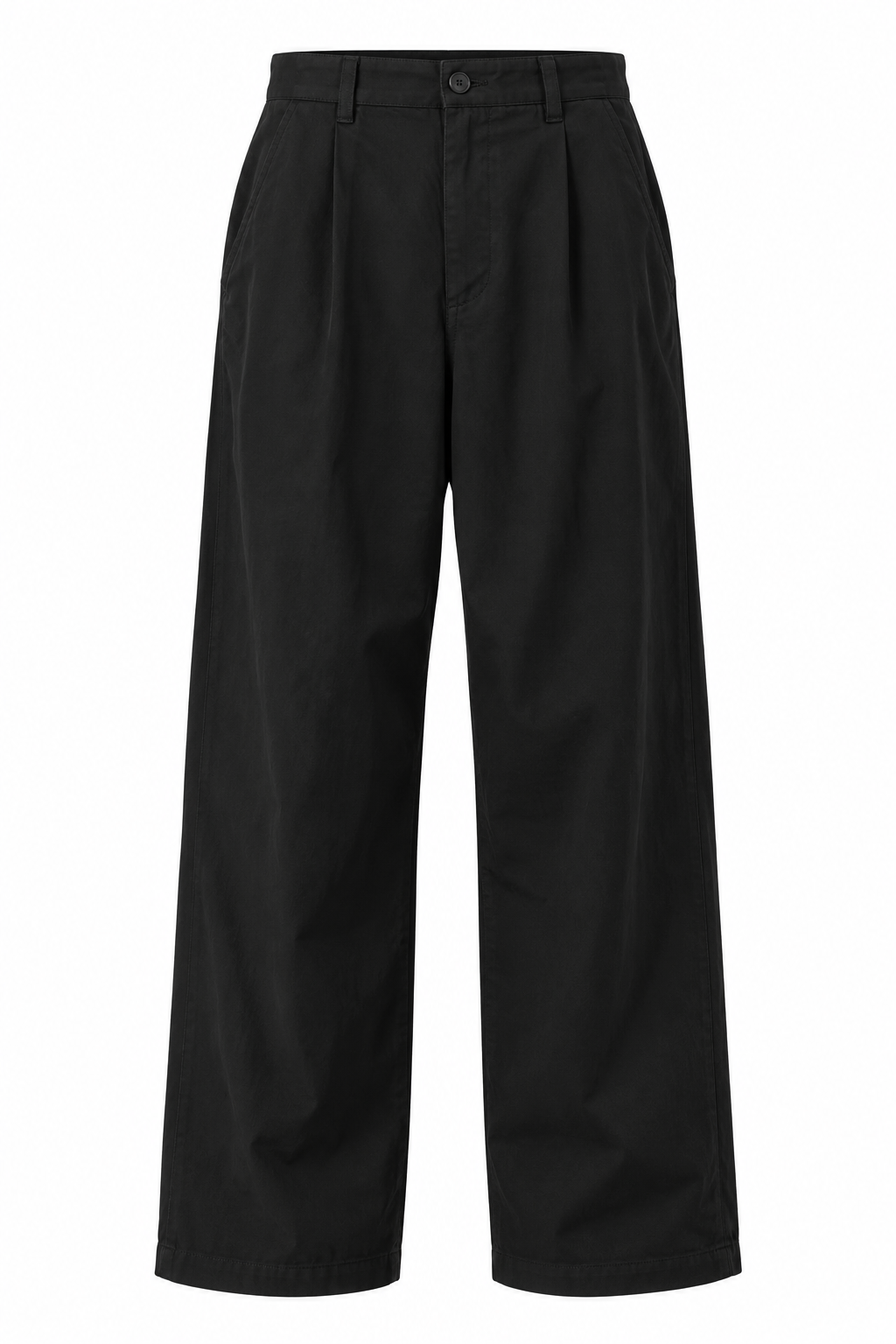 VALENTIN Men's Black Glider Relaxed Fit Pleated Trousers