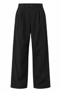 VALENTIN Men's Black Glider Relaxed Fit Pleated Trousers
