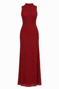CLARA Women's Cabernet Red Cowl Neck Satin Slip Maxi Dress