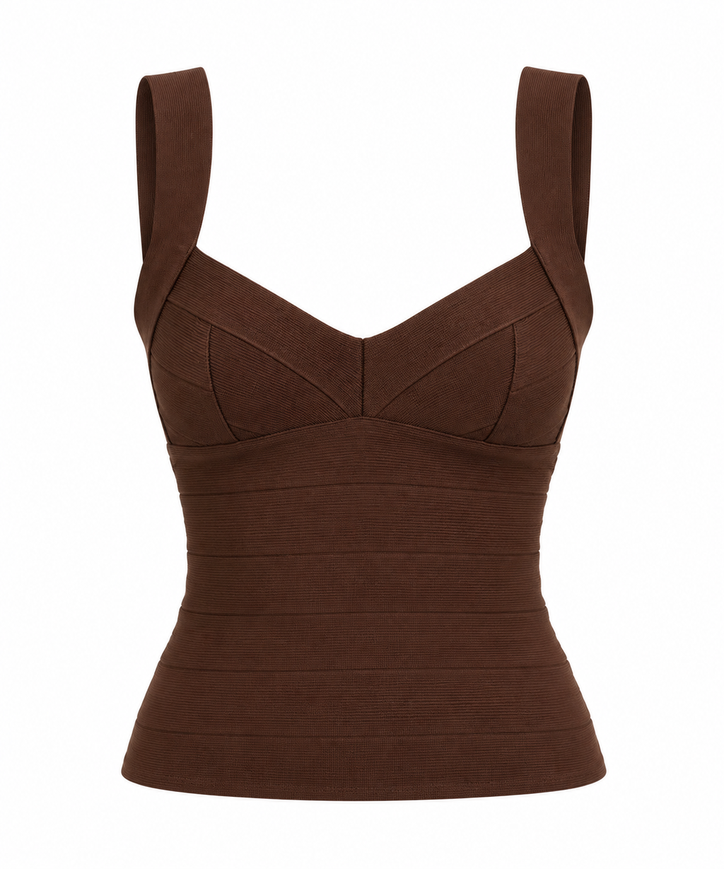 ABIGAIL Women's Brown Tiered Bandage Bustier Top