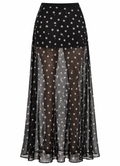 CELESTE Women's Black Polka Dot Vilma Sheer Maxi Skirt