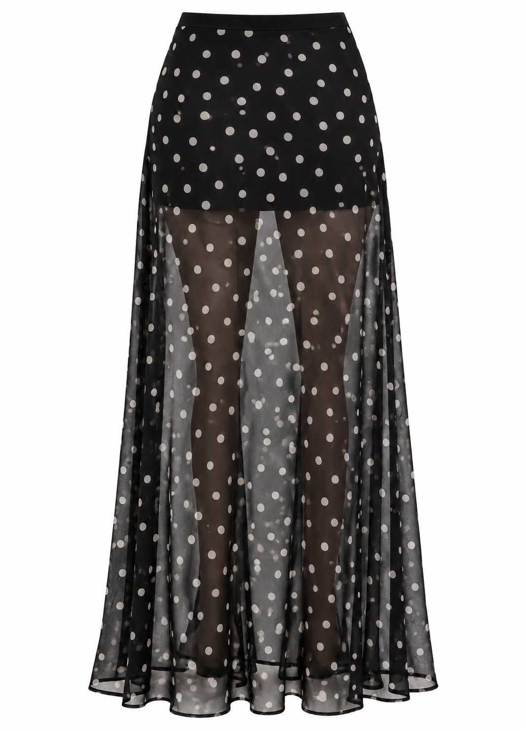 CELESTE Women's Black Polka Dot Vilma Sheer Maxi Skirt