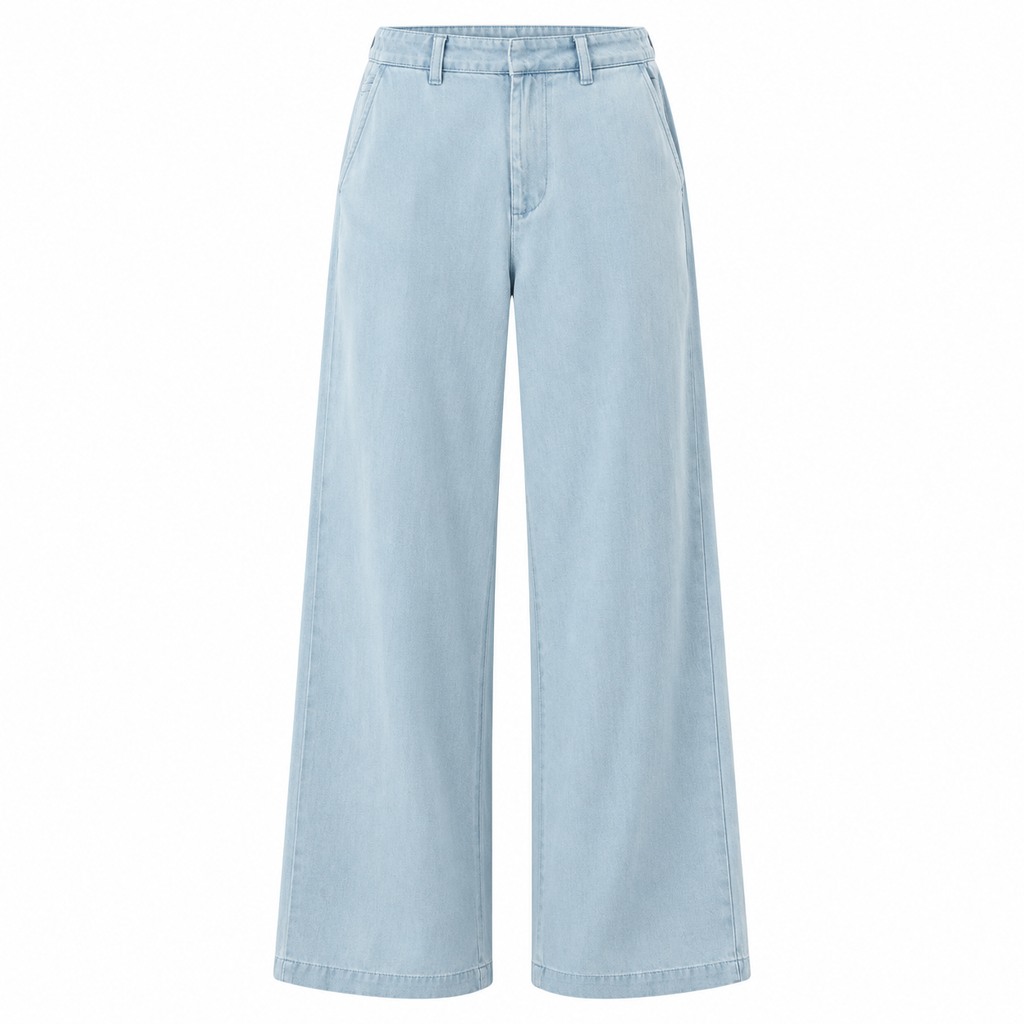 VALENTINA Women's Light Blue Martu Chambray Wide Leg Pants