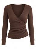 VALENTINA Women's Dark Chocolate Eshma Sheer Knit Crop Top
