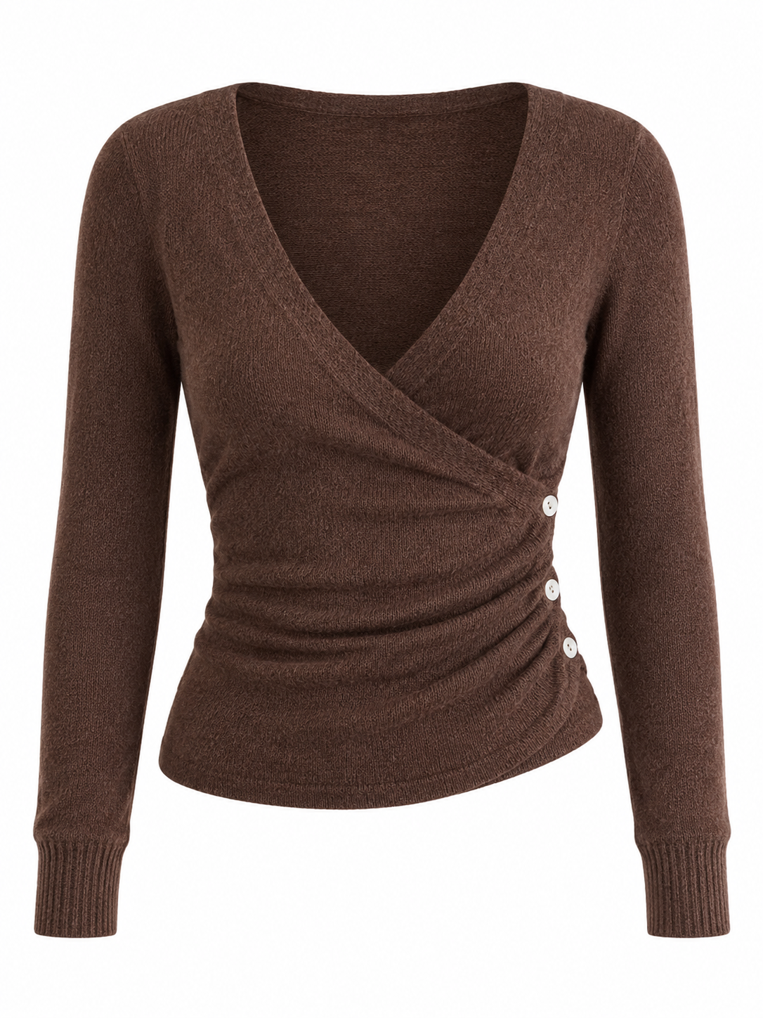 VALENTINA Women's Dark Chocolate Eshma Sheer Knit Crop Top