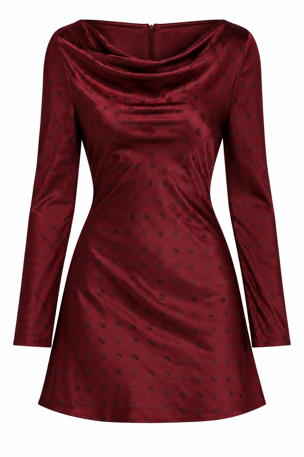 VIVIENNE Women's Brown Maroon Polka Dot Satin Mini Dress