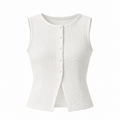 CELESTE Women's Off-White Lana Lace-Up Tie Front Cami Crop Top
