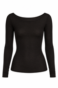 VALENTINA Women's Black Grey Rayanna Double Layer Long Sleeve Top
