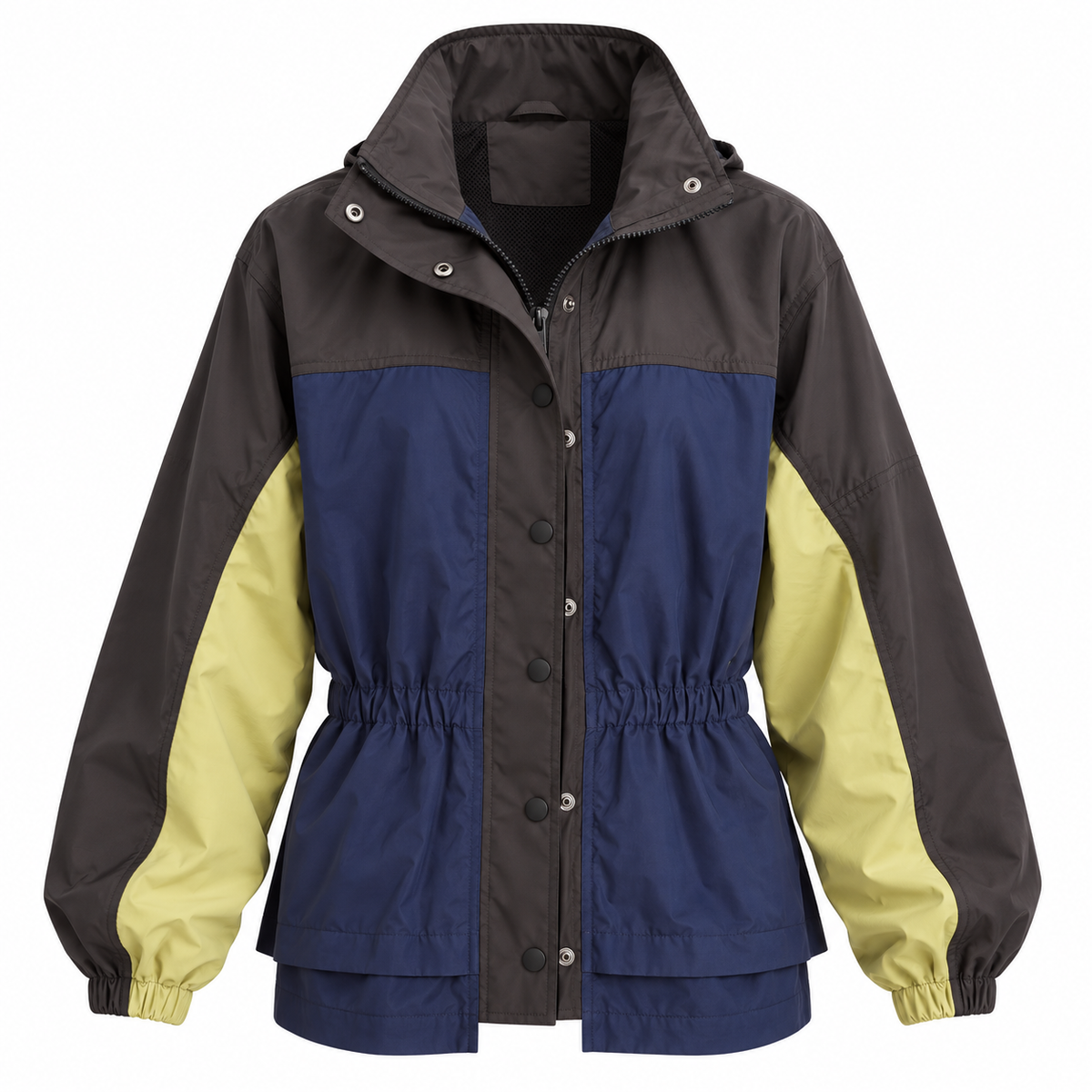 ISADORA Women's Navy Sage Mix Athena Hooded Waterproof Raincoat