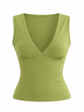 AMÉLIE Women's Apple Green Emberly Plunge Neck Crop Top