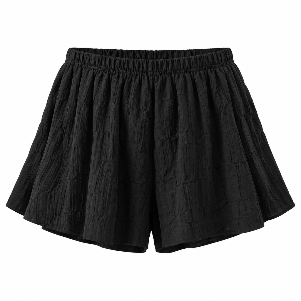 ISADORA Women's Crinkle Black Annika High Waist Shorts