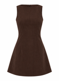 CELESTE Women's Chocolate Brown Alfalfa Ribbed Mini Dress