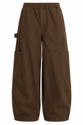 MARGARET Women's Chocolate Canvas Wide Leg Meals Chef Pant