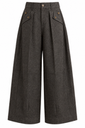 VALENTINA Women's Grey Herringbone Mara Tailored Wide Leg Trousers