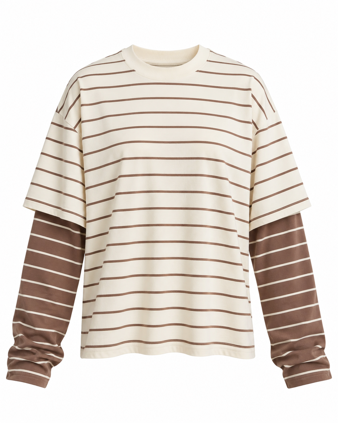 SANTIAGO Women's Vanilla Cocoa Bottega Striped Button Up Shirt