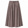CELESTE Women's Brown Blue Check Marlow Echo Tiered Midi Skirt