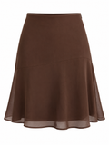 CELESTE Women's Chocolate Brown Namora Chiffon Midi Skirt