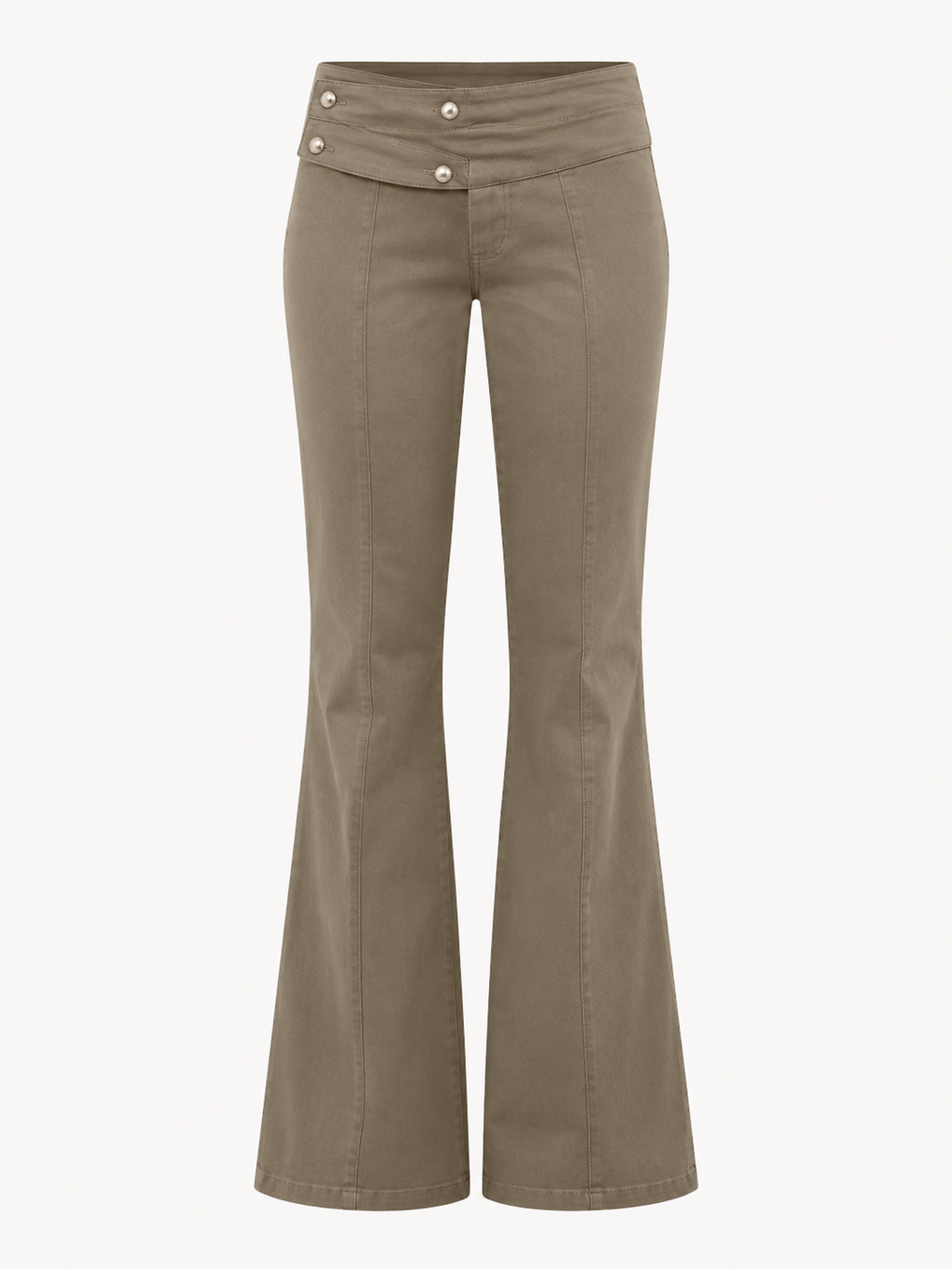 ISADORA Women's Grey Brown Townes Cotton Twill Flared Trousers