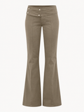 ISADORA Women's Grey Brown Townes Cotton Twill Flared Trousers
