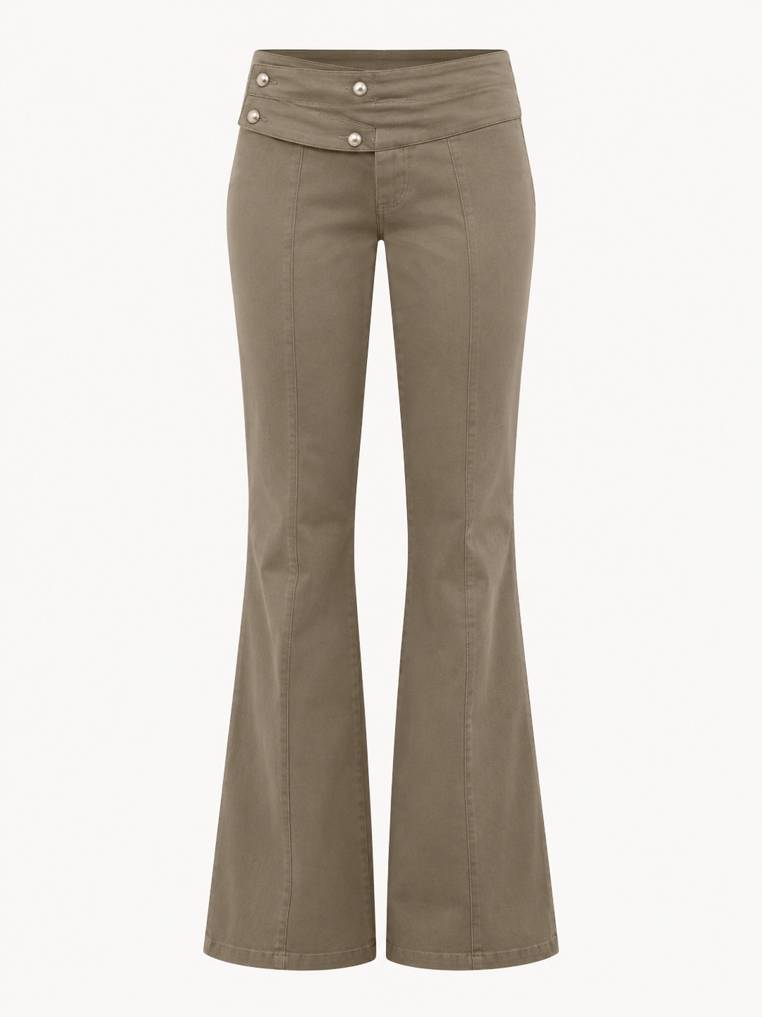 ISADORA Women's Grey Brown Townes Cotton Twill Flared Trousers
