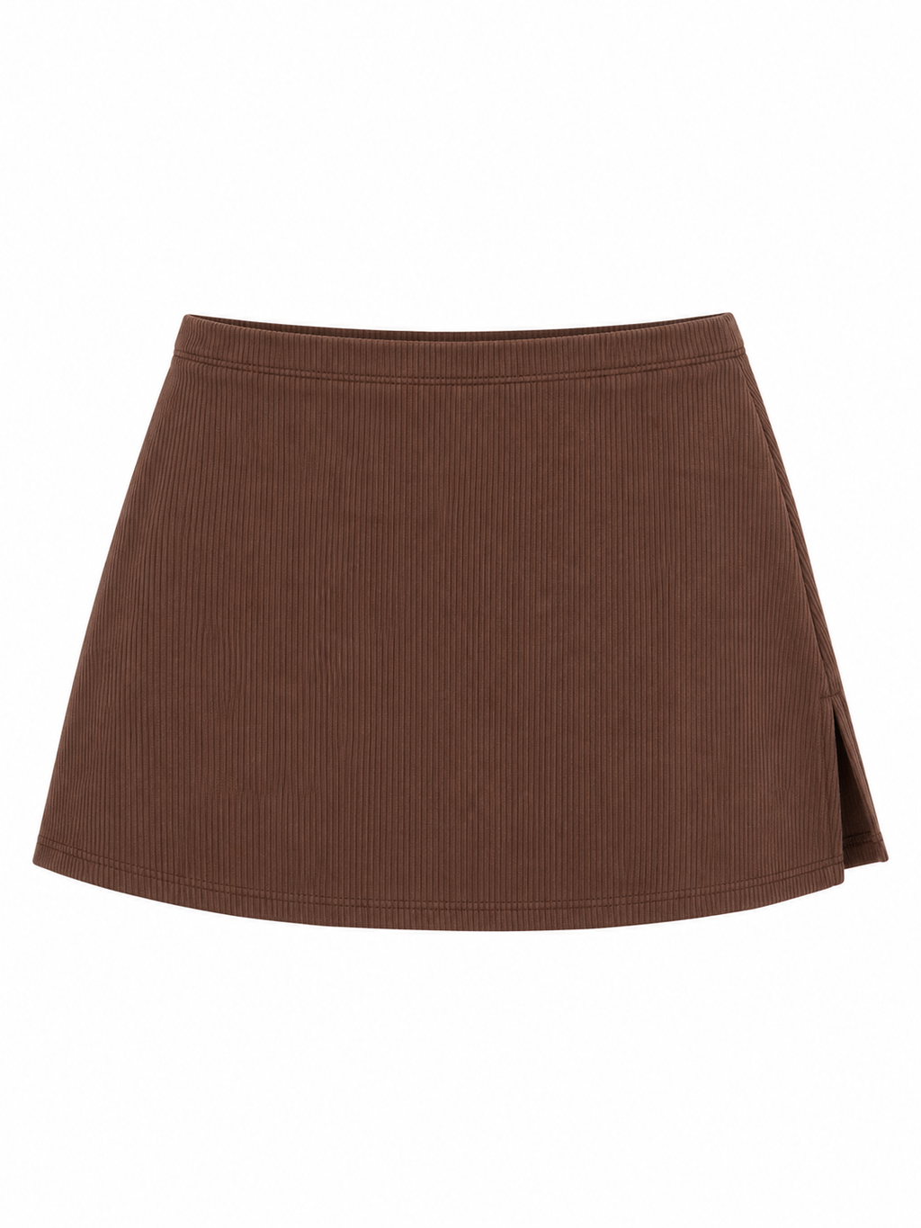 CHARLOTTE Women's Chocolate Stretch Rib Built-In Short Mini Skort