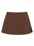 CHARLOTTE Women's Chocolate Stretch Rib Built-In Short Mini Skort
