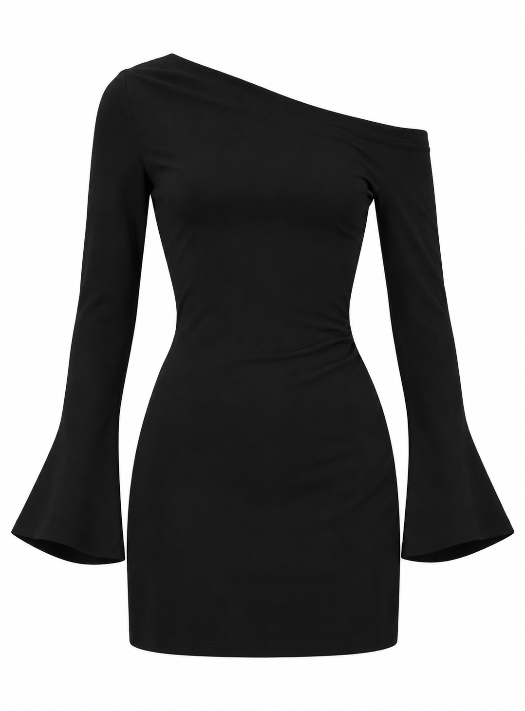 VALENTINA Women's Black Adrietta Off Shoulder Long Sleeve Mini Dress