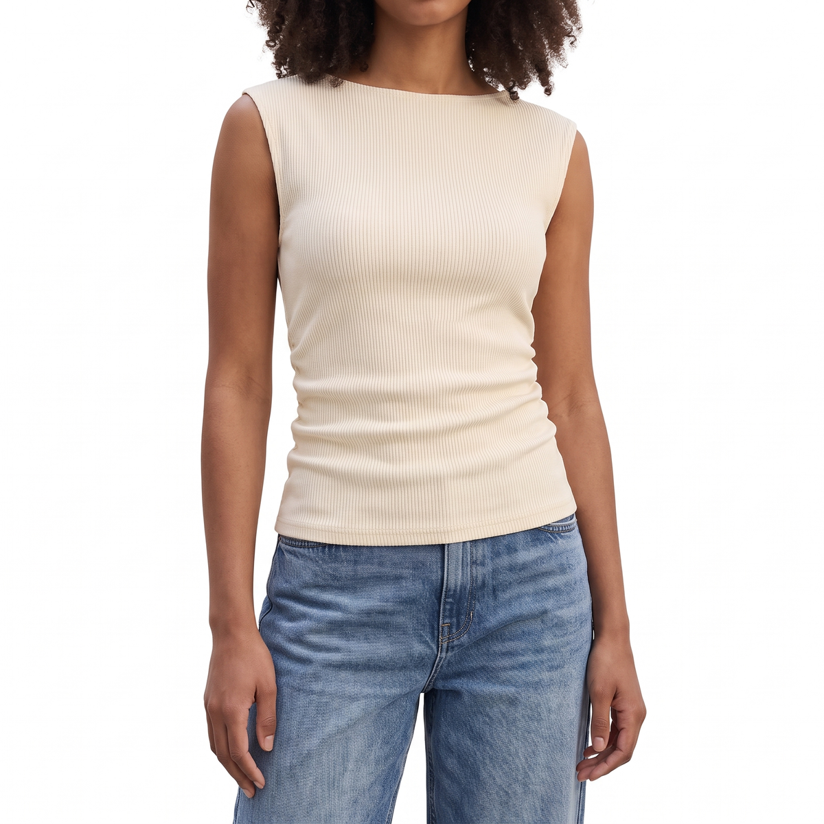 FLORA Women's Off-White Seersucker Strapless Textured Crop Top