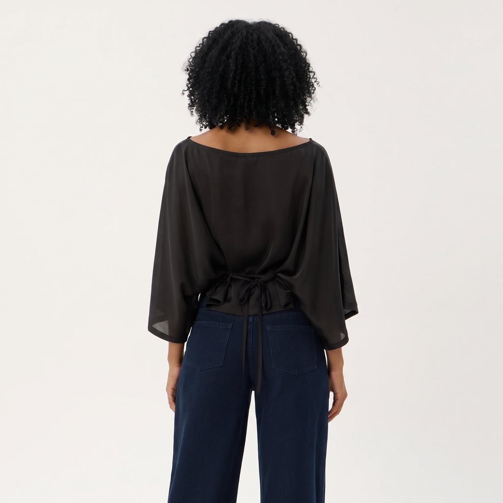 CAMILLA Women's Black Ari Batwing Short Sleeve Top