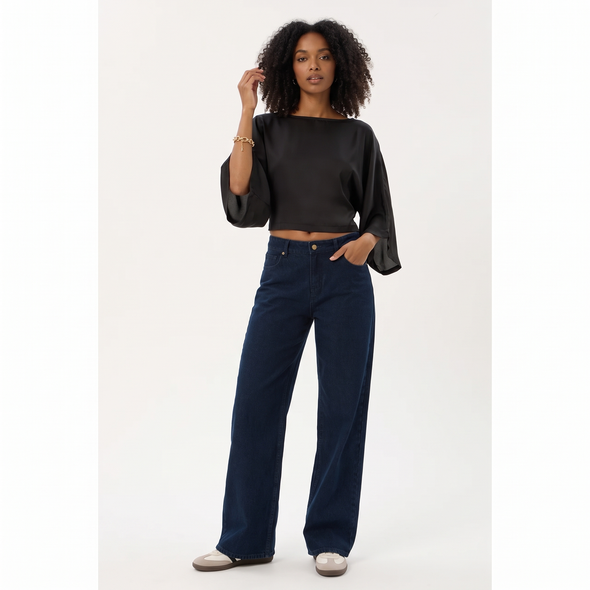 CAMILLA Women's Black Ari Batwing Short Sleeve Top