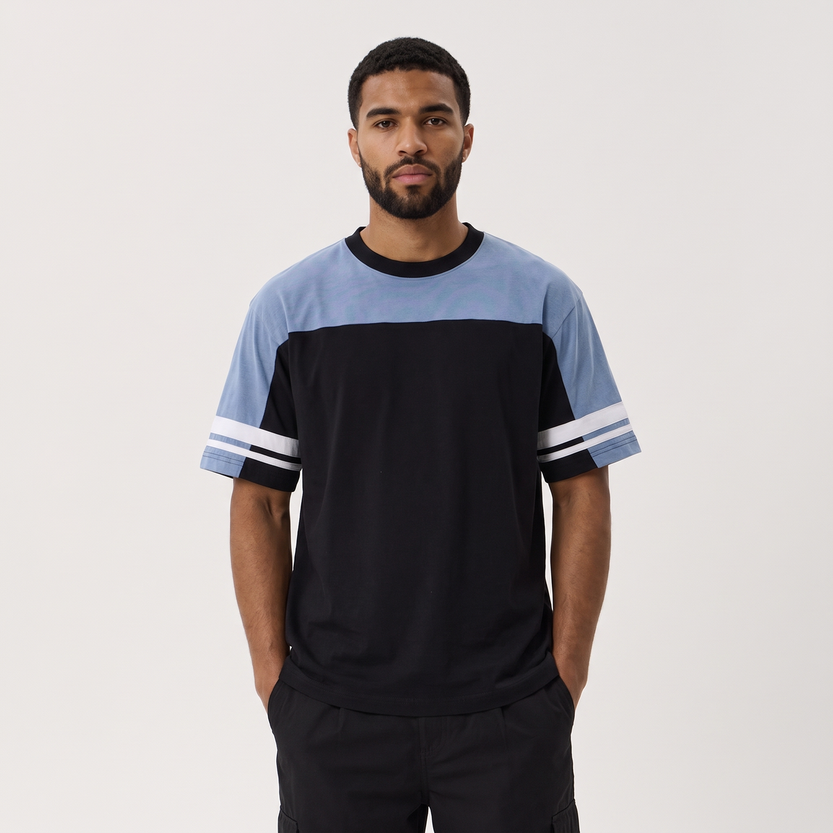 ALEXANDRE Men's Black Blue Origin Graphic Vintage Boxy Tee