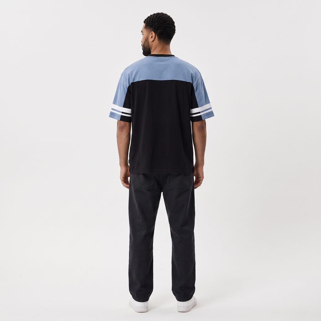 ALEXANDRE Men's Black Blue Origin Graphic Vintage Boxy Tee