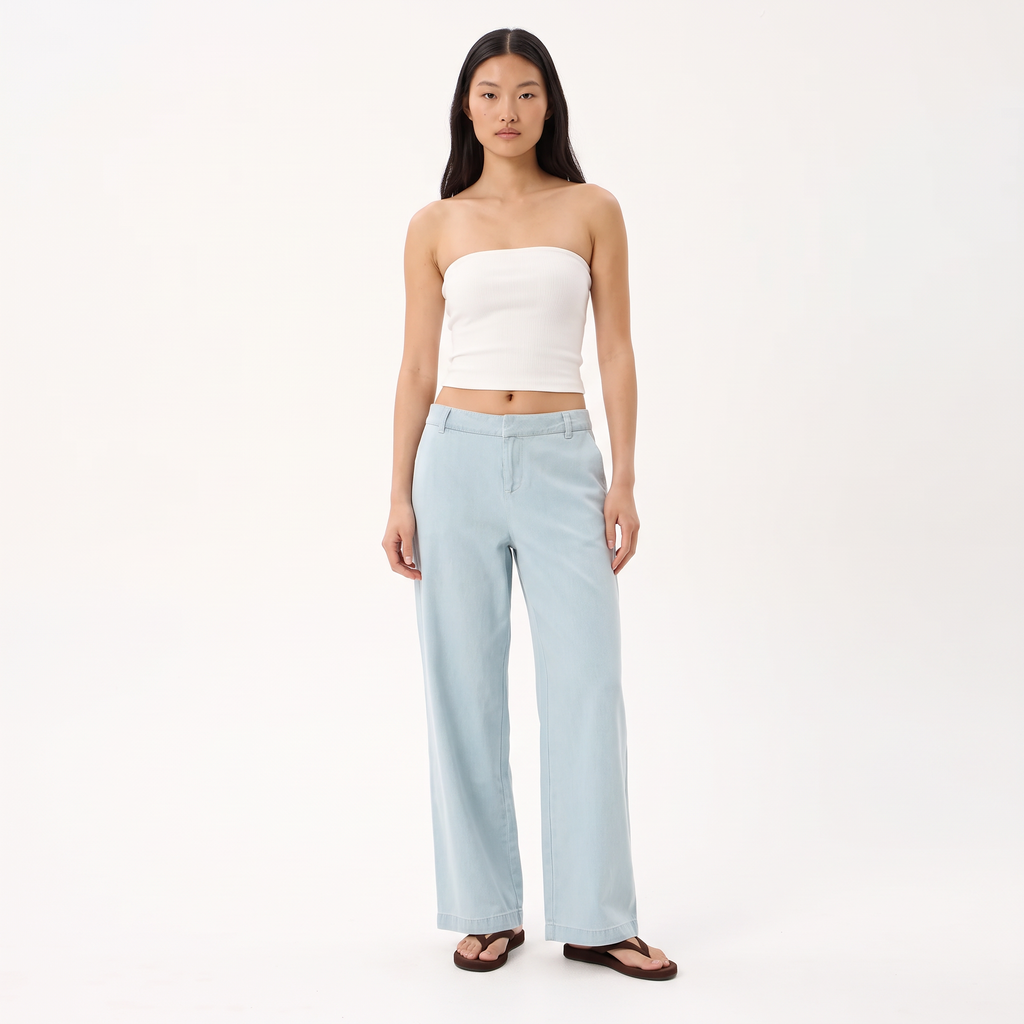 VALENTINA Women's Light Blue Martu Chambray Wide Leg Pants