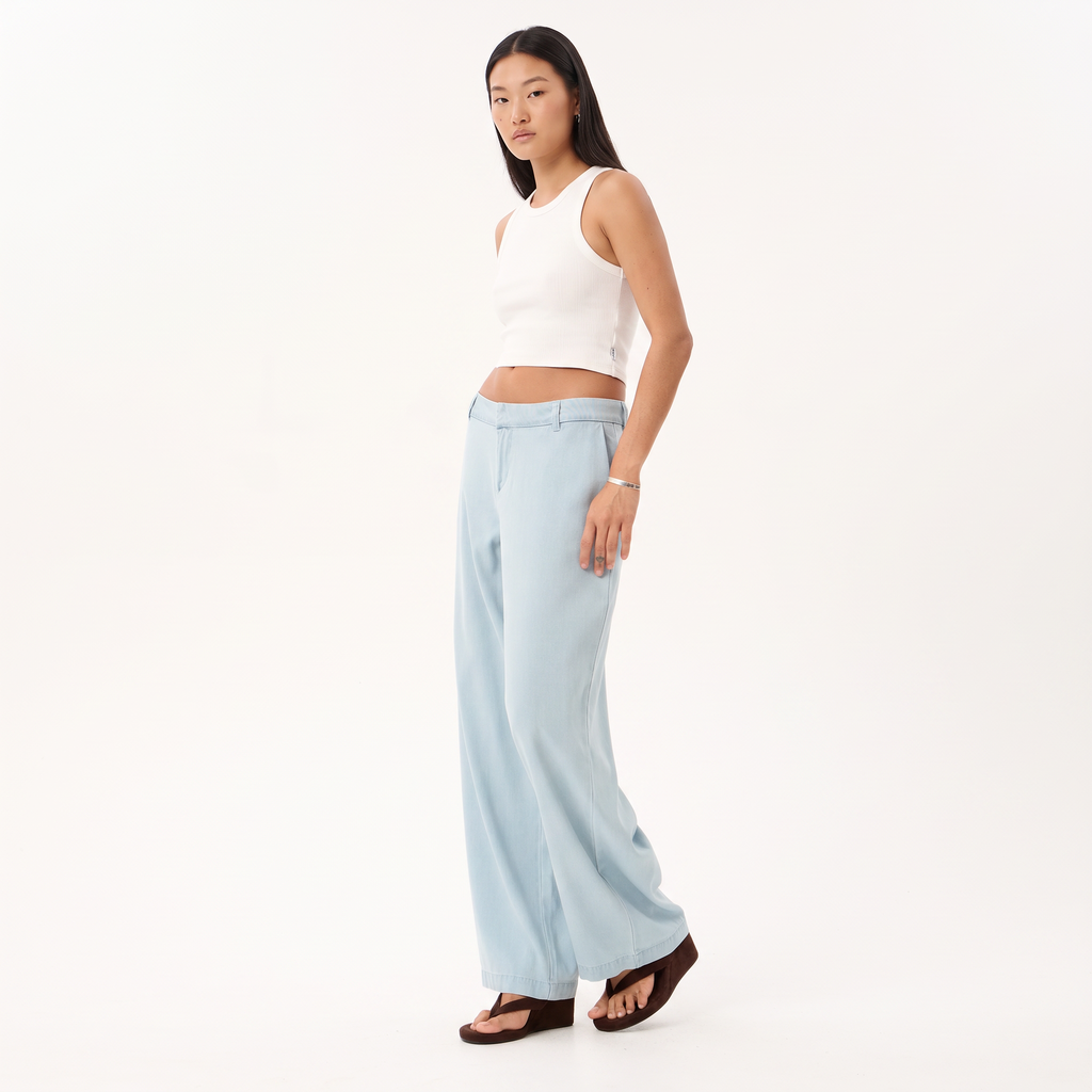 VALENTINA Women's Light Blue Martu Chambray Wide Leg Pants