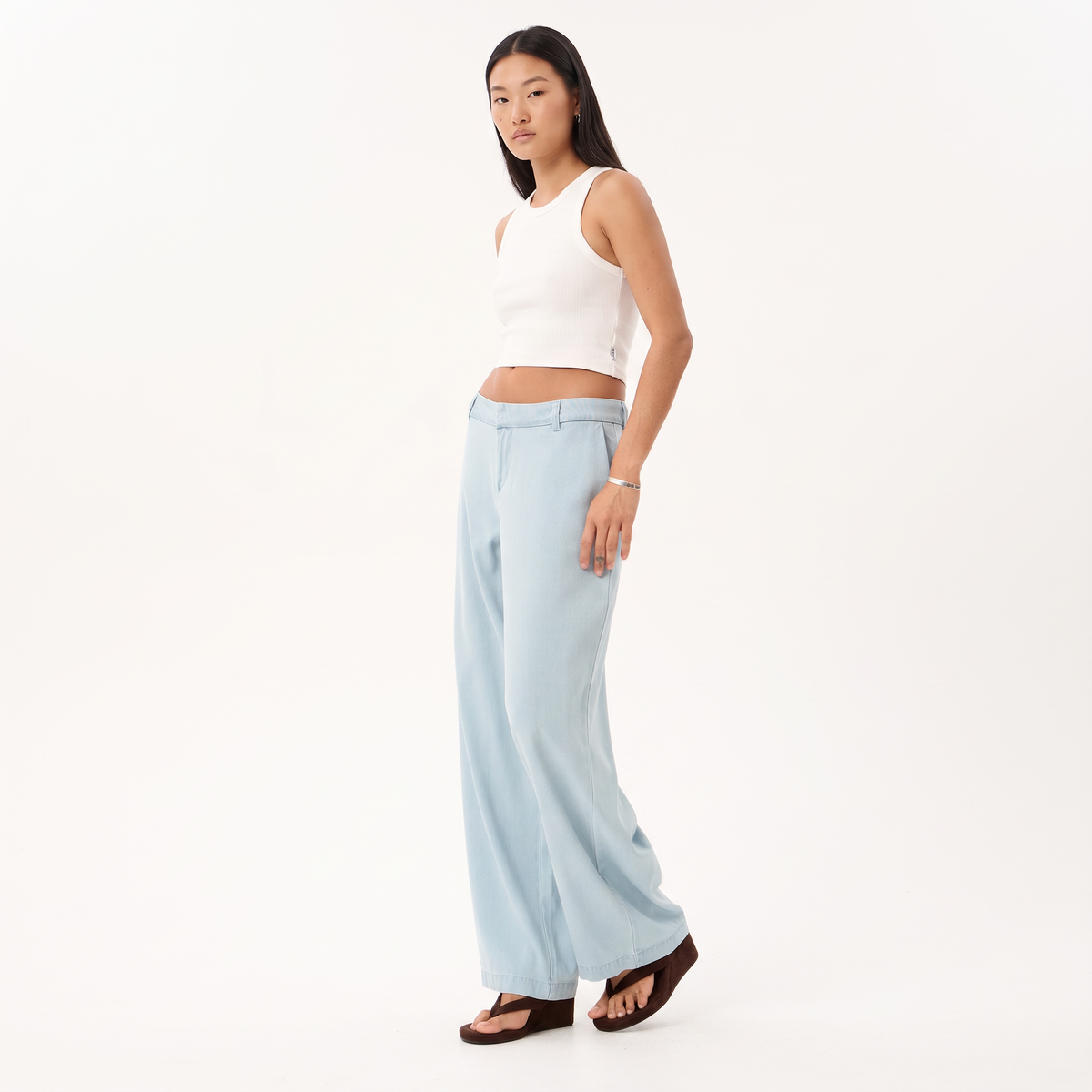 VALENTINA Women's Light Blue Martu Chambray Wide Leg Pants