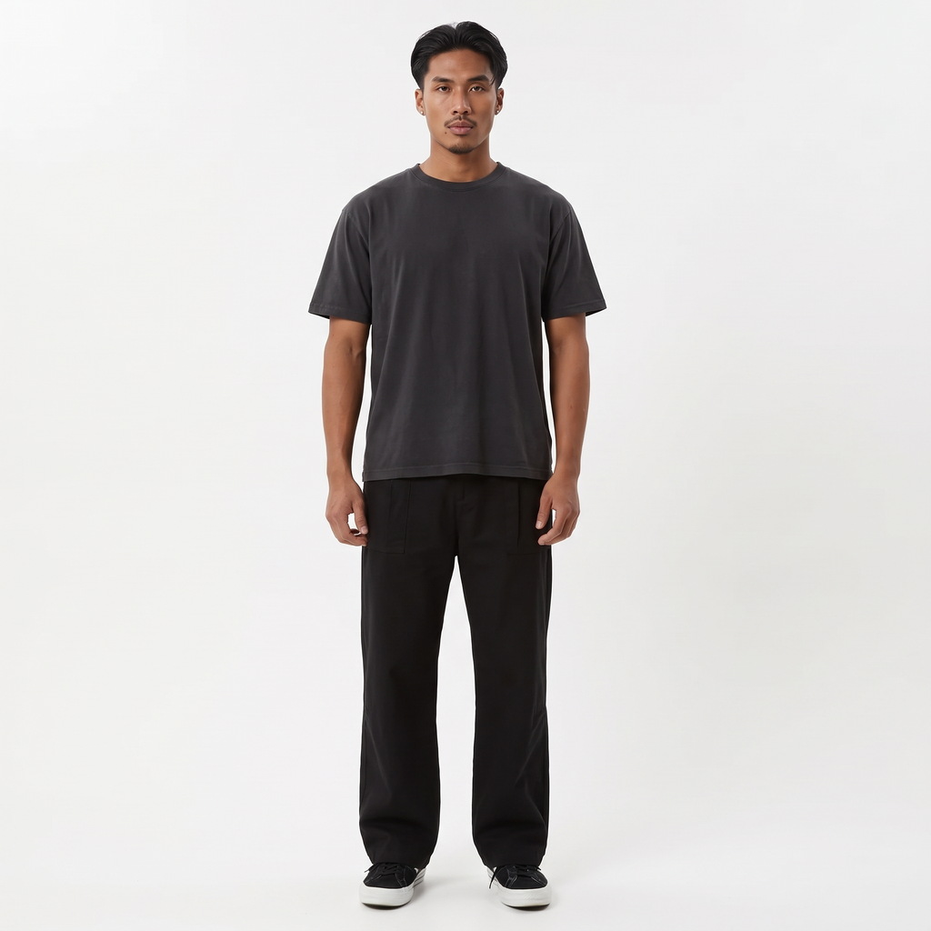 VALENTIN Men's Black Glider Relaxed Fit Pleated Trousers