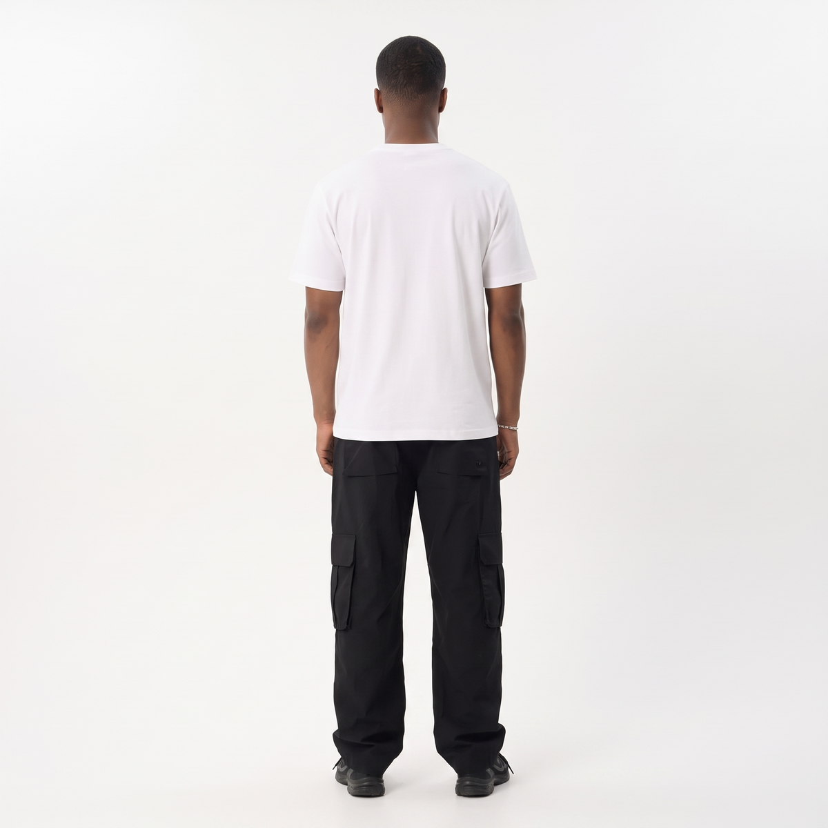 SANTIAGO Men's Black Summit Pleated Wide Leg Cargo Pants