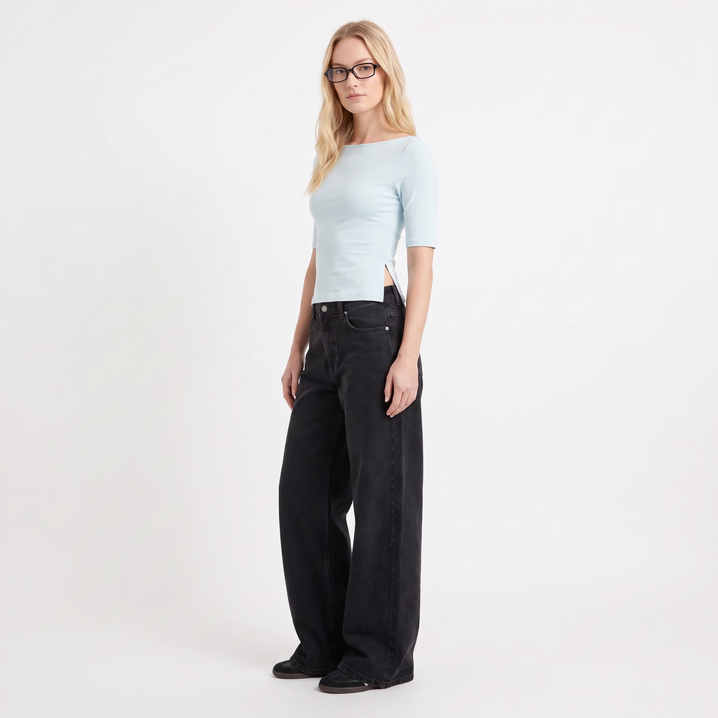 ISADORA Women's Camo Print Naylor Mid Rise Baggy Jeans