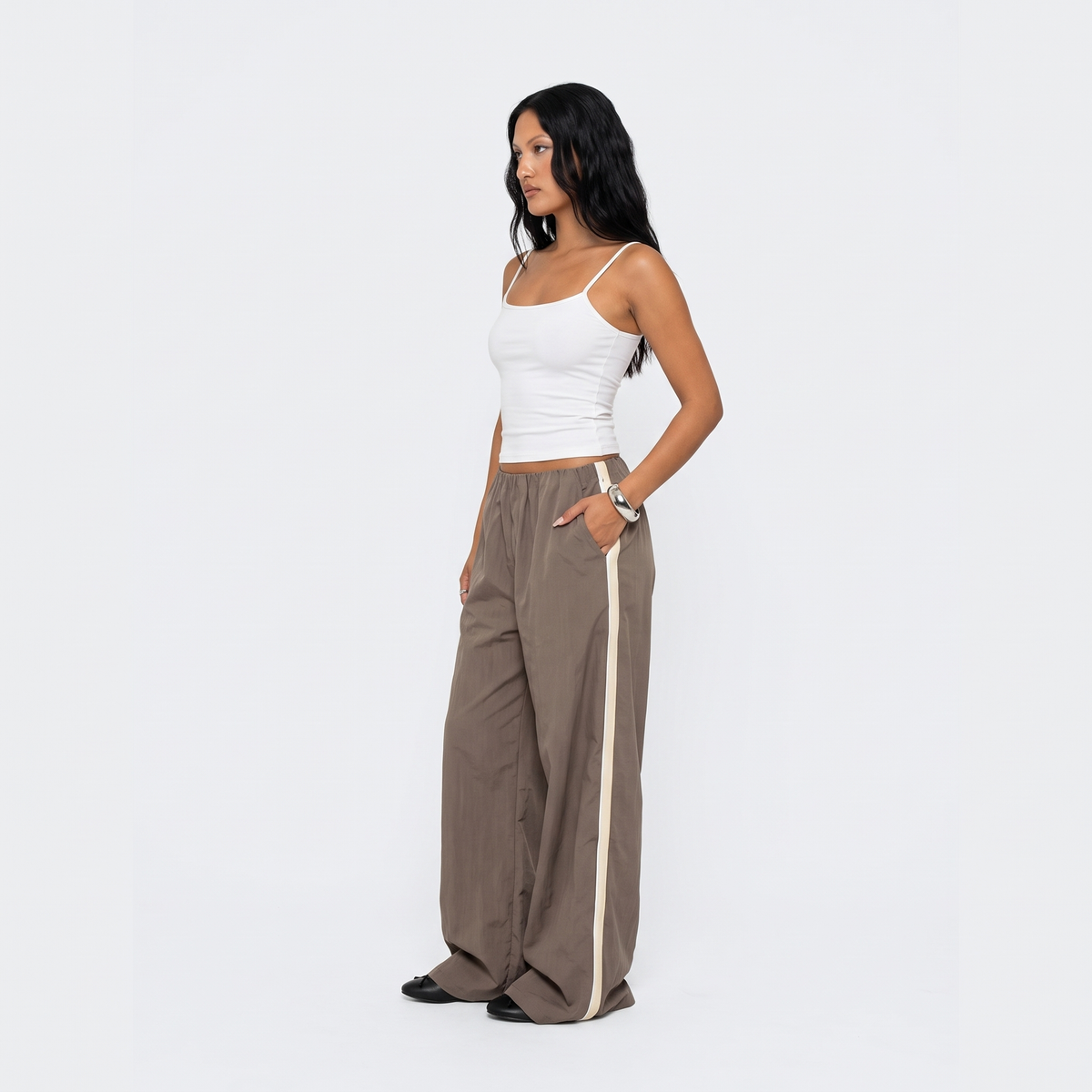 FLORA Women's Mushroom Stripe Lunea Concealed Waistband Pants