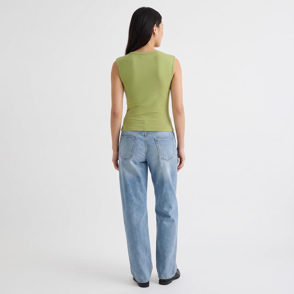 AMÉLIE Women's Apple Green Emberly Plunge Neck Crop Top