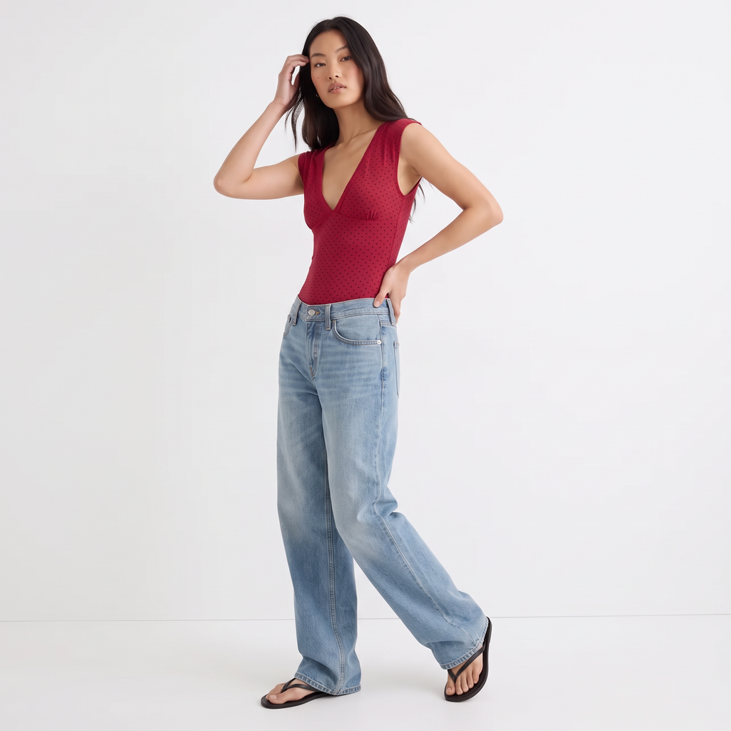 AMÉLIE Women's Apple Green Emberly Plunge Neck Crop Top