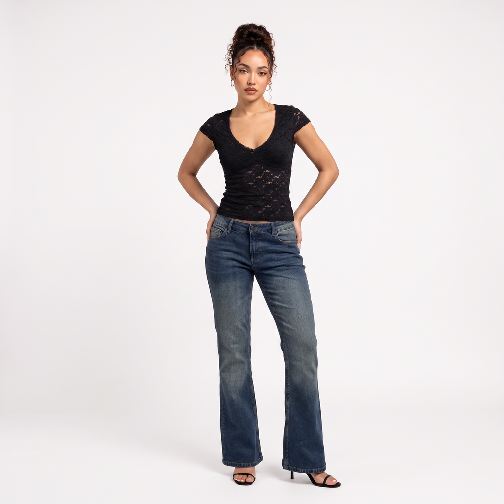 AMÉLIE Women's Black Sanjana Floral Lace V-Neck Cami Top
