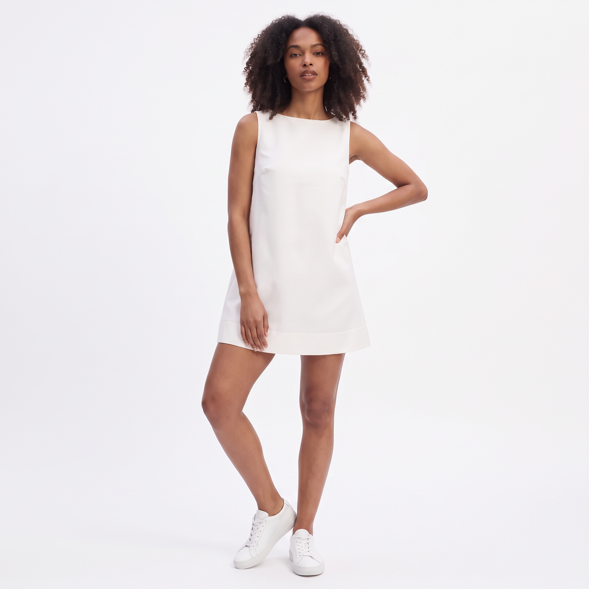 FLORA Women's Cream Fairfax Tie Front Puff Sleeve Mini Dress