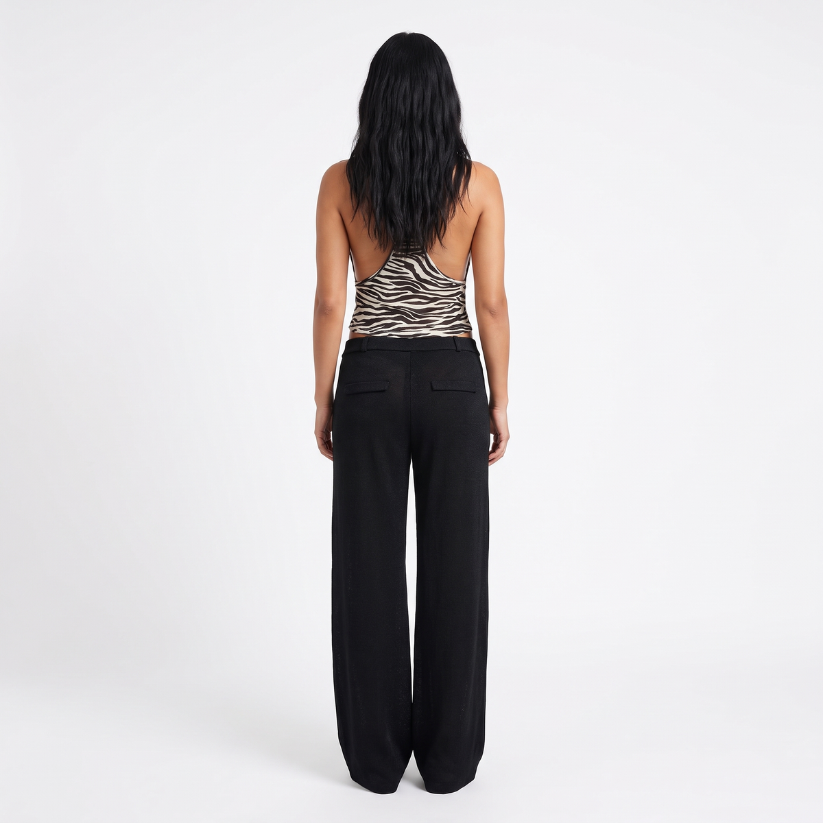 AMÉLIE Women's Noir Tiger Bare Tiger Print Satin Cami Top