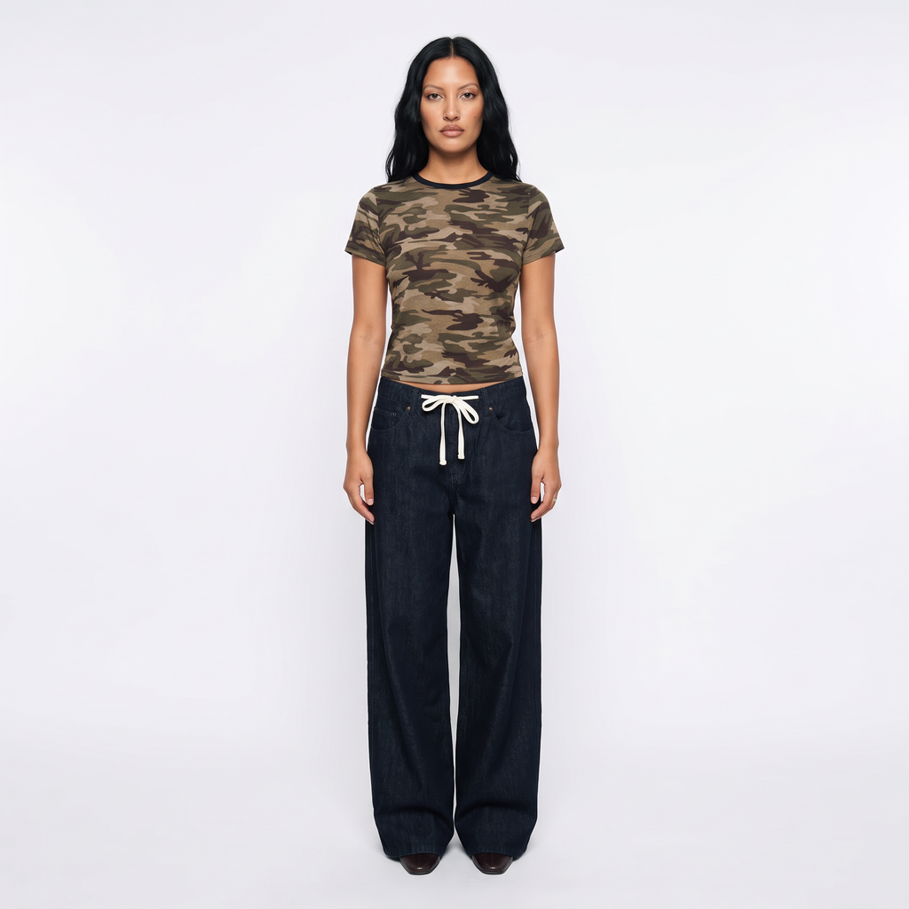 VALENTIN Women's Camo Green Clubhouse Relaxed Graphic Tee