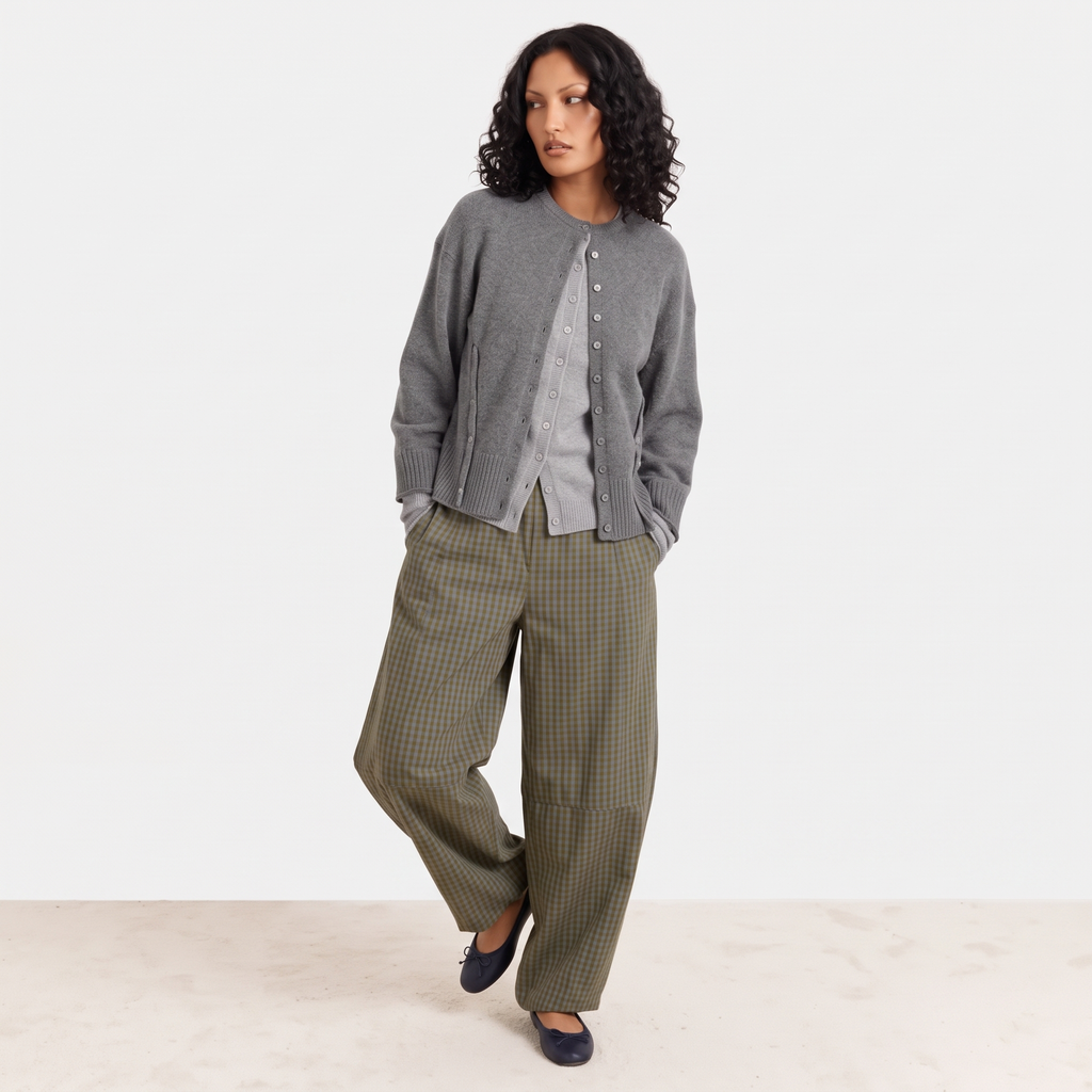 FLORA Women's Tourmaline Check Lowen High Waist Straight Trousers